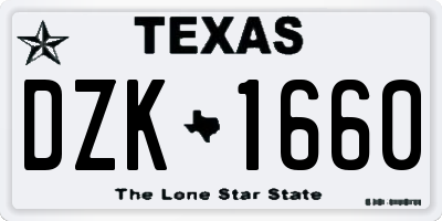 TX license plate DZK1660
