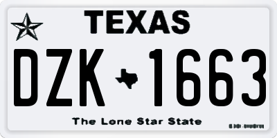 TX license plate DZK1663