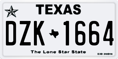 TX license plate DZK1664
