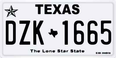 TX license plate DZK1665