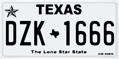TX license plate DZK1666