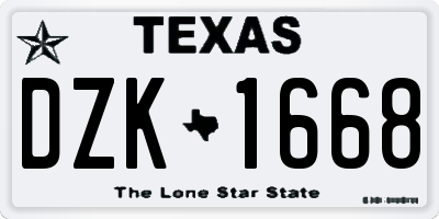 TX license plate DZK1668