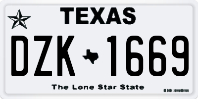 TX license plate DZK1669