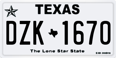 TX license plate DZK1670