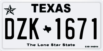 TX license plate DZK1671