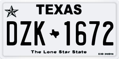 TX license plate DZK1672