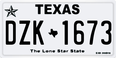 TX license plate DZK1673