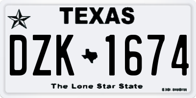 TX license plate DZK1674