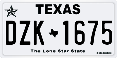 TX license plate DZK1675