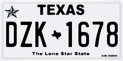 TX license plate DZK1678