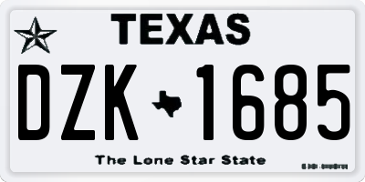 TX license plate DZK1685