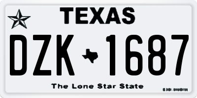 TX license plate DZK1687