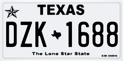TX license plate DZK1688