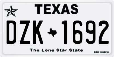 TX license plate DZK1692