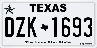 TX license plate DZK1693