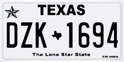 TX license plate DZK1694