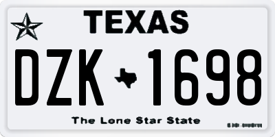 TX license plate DZK1698