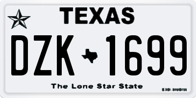TX license plate DZK1699