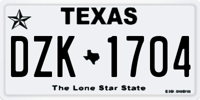 TX license plate DZK1704