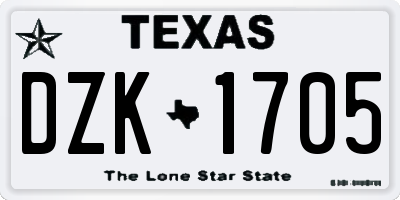 TX license plate DZK1705