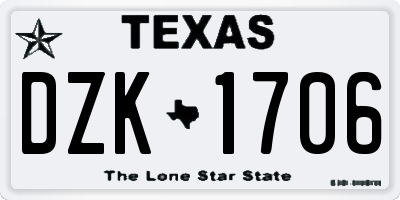 TX license plate DZK1706