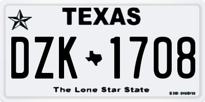TX license plate DZK1708
