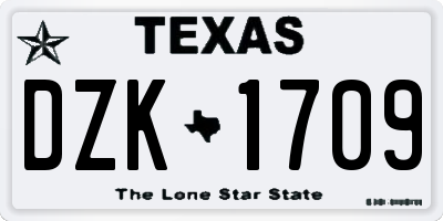 TX license plate DZK1709