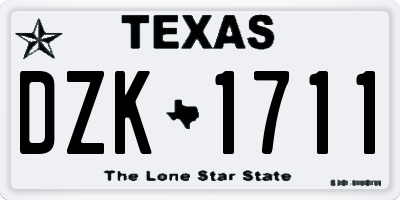 TX license plate DZK1711
