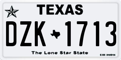 TX license plate DZK1713