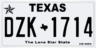 TX license plate DZK1714