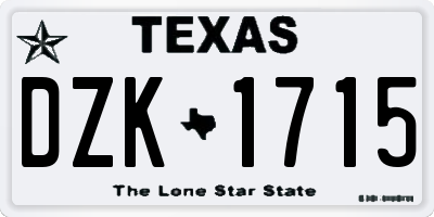 TX license plate DZK1715