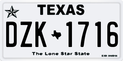 TX license plate DZK1716