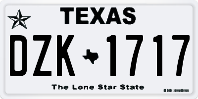 TX license plate DZK1717