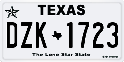 TX license plate DZK1723