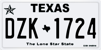 TX license plate DZK1724