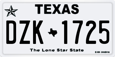 TX license plate DZK1725