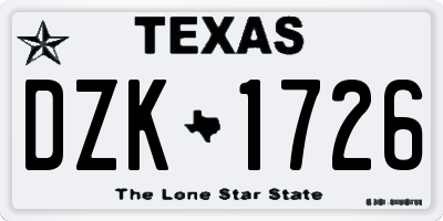 TX license plate DZK1726