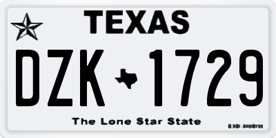 TX license plate DZK1729