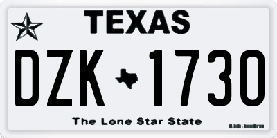 TX license plate DZK1730