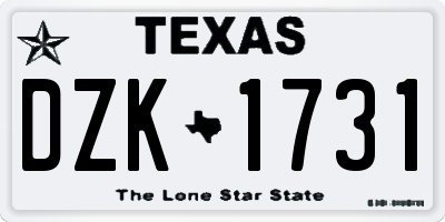 TX license plate DZK1731