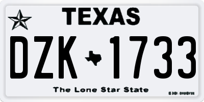 TX license plate DZK1733