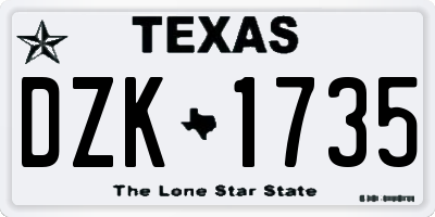 TX license plate DZK1735