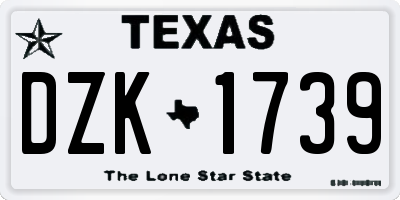 TX license plate DZK1739