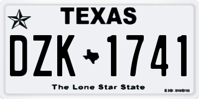 TX license plate DZK1741