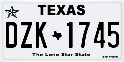TX license plate DZK1745