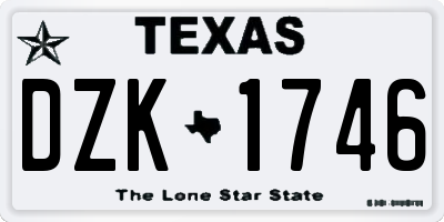 TX license plate DZK1746