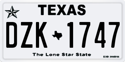 TX license plate DZK1747