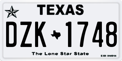 TX license plate DZK1748