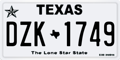 TX license plate DZK1749