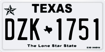 TX license plate DZK1751